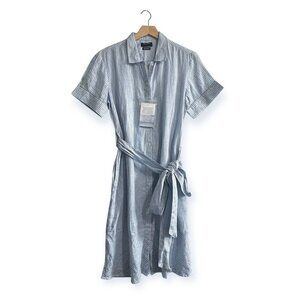 SAINT JAMES Christina Linen Striped Shirt Dress, Blue/white, Size 8 US/40 FR(EU)